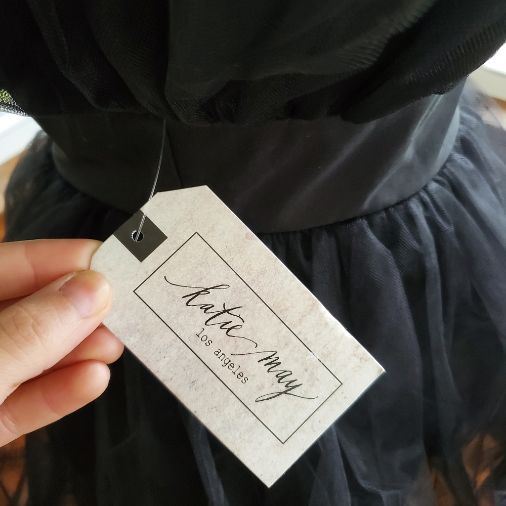 Katie May Elle tulle mini dress black strapless layered poofy size small - Picture 6 of 10